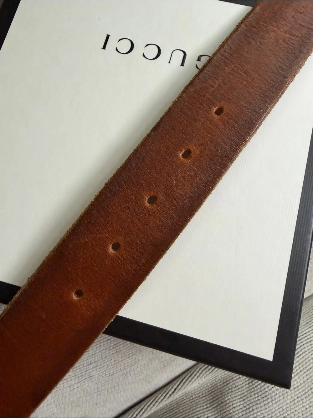 Authentic Gucci Brown Leather Double G Buckle Belt